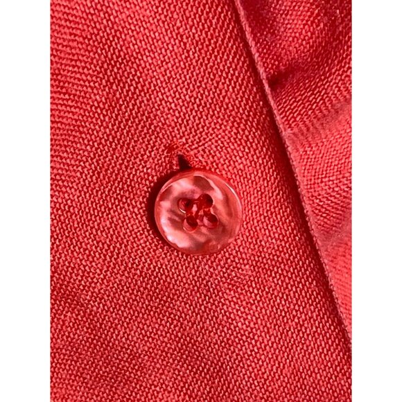 Richard Malcom Irish Linen Blouse Red Button Up Summer Classic Womens 4 - Picture 7 of 7